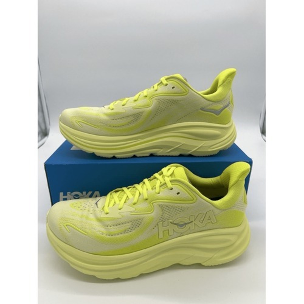 Hoka One One Clifton 10 Running Shoes Size 12 D Yellow Green 1162030 NSS